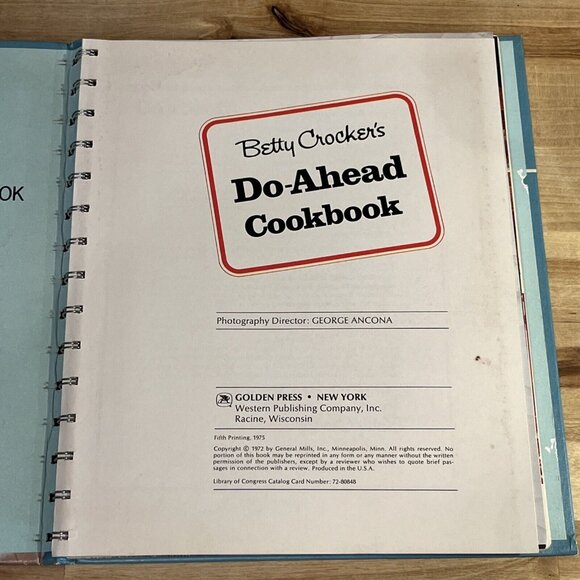 Betty Crocker's Do-Ahead Cookbook Fifth Printing 1975 Recipe Hardcover Spiral - Picture 6 of 12